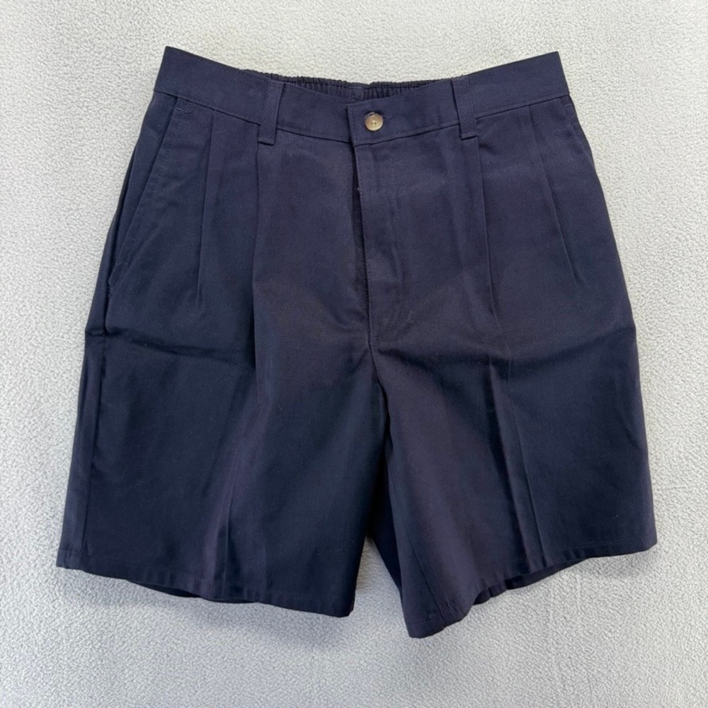 Vintage Flyers Pleated Chino Shorts Mens 32 Navy Blue Old Money 70s Talon NEW